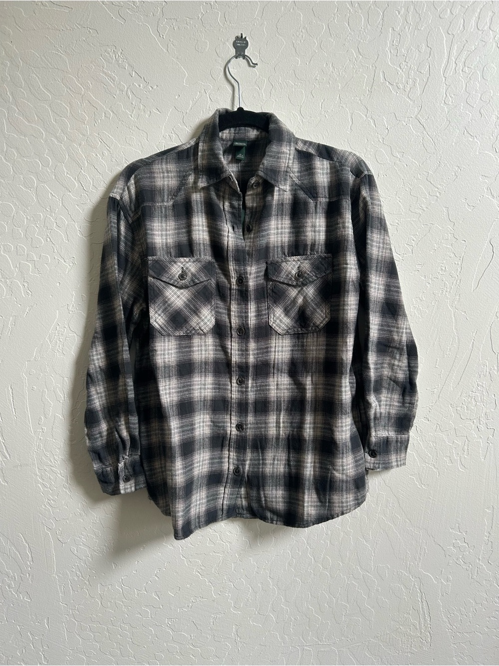 100% Cotton Lightweight Boyfriend Flannel Button-Up Shirt - Dusty Blue & White - Picture 2 of 5
